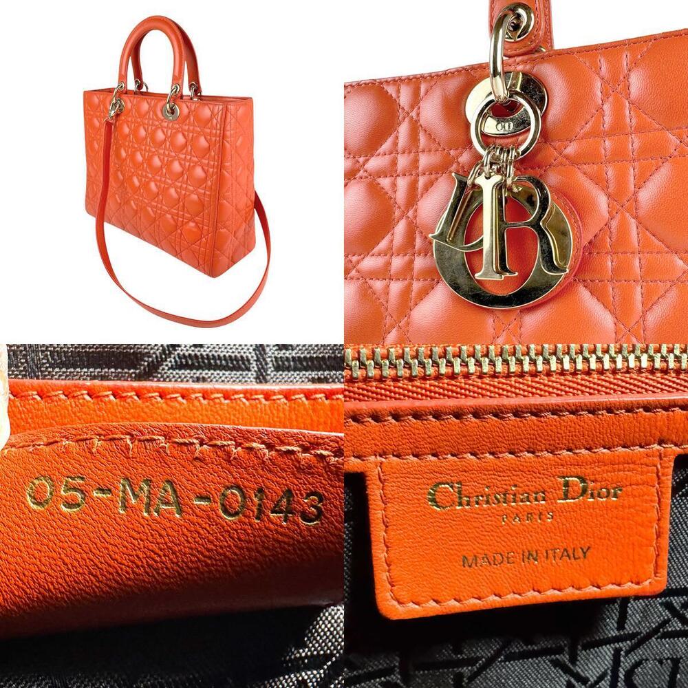Christian Dior Lady 2way Shoulder Bag lambskin orange gold - Picture 5 of 5